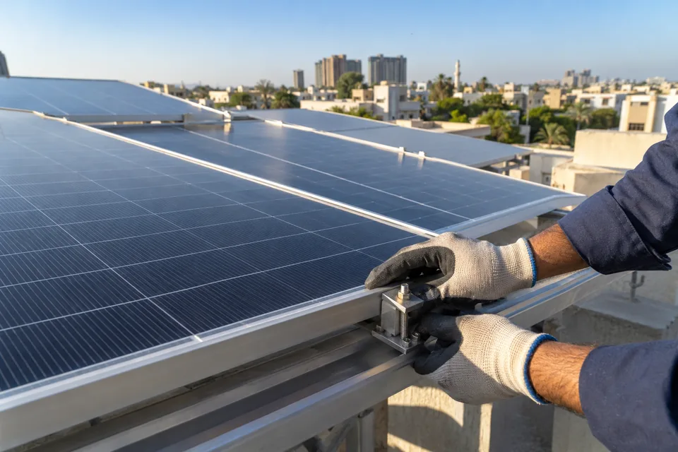 Solar panels illustrative scene